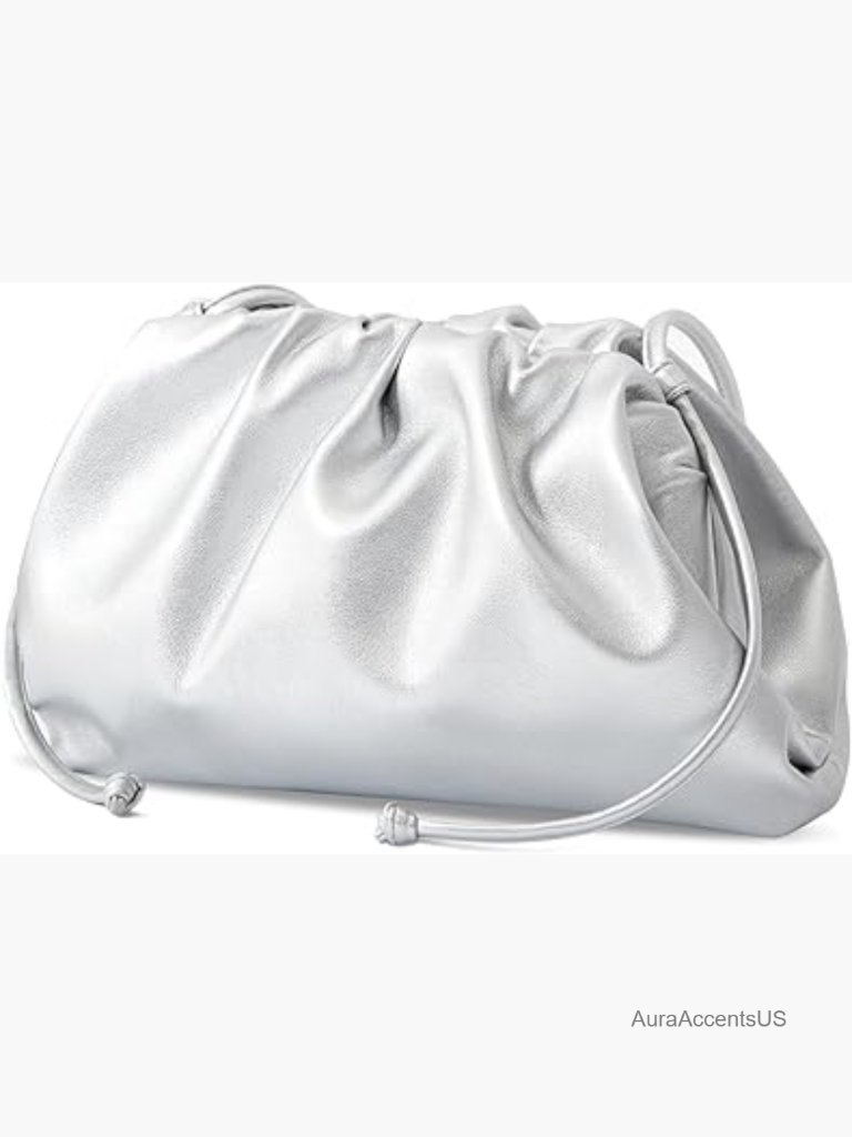 Pleated Vegan Leather Clutch Purse Women Super Soft Cloud Crossbody